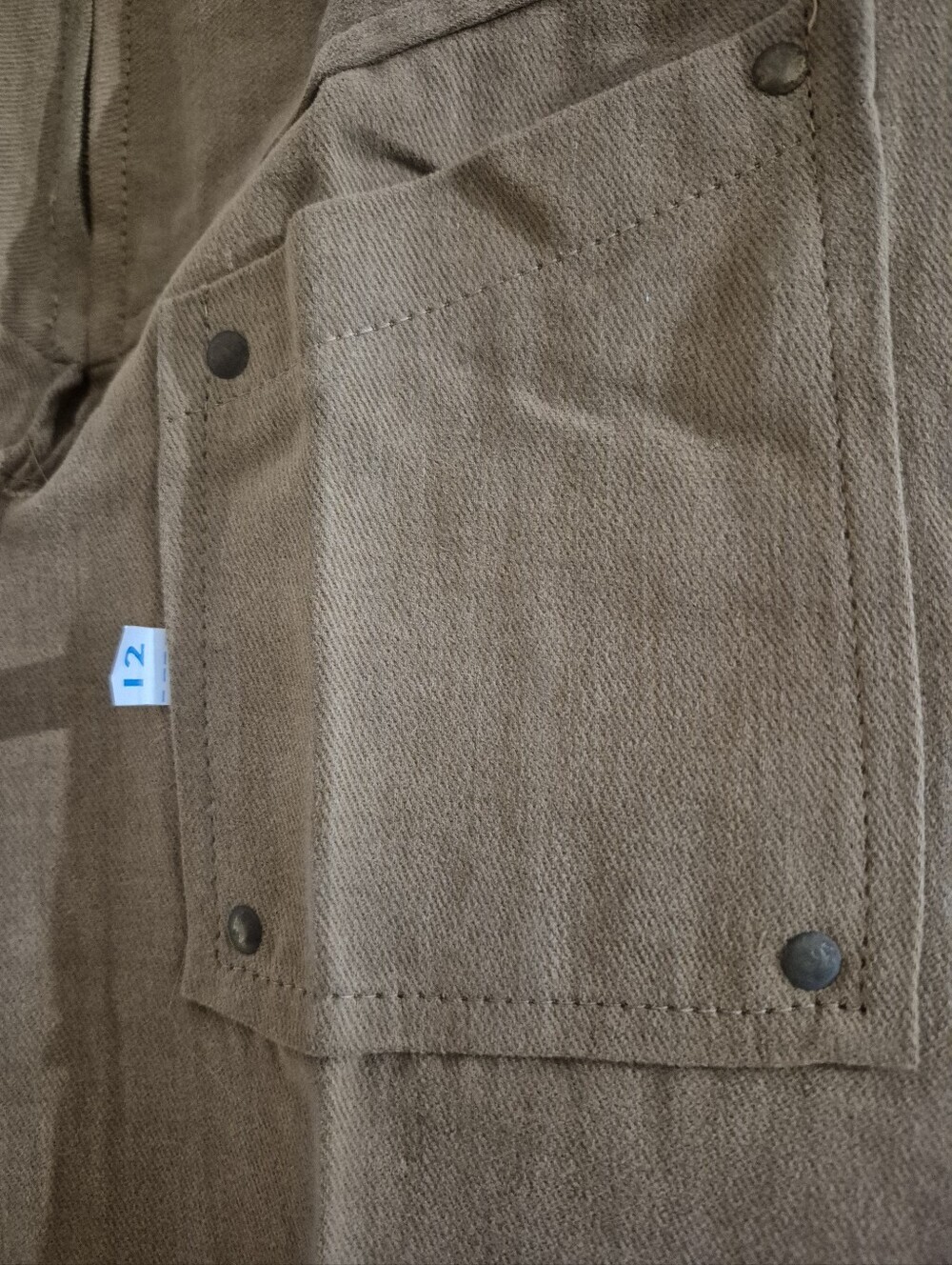 Vintage Late 60s Early 70s Bell Bottom Pants Girls Size 12 Tan Brushed Denim - Picture 4 of 12